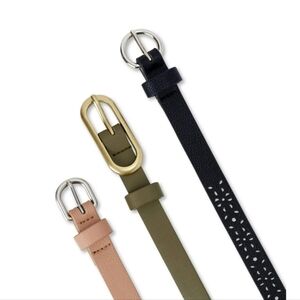 No Boundaries Women's 3 Pack Set Belts In Black, Olive, And Tan Color Size L